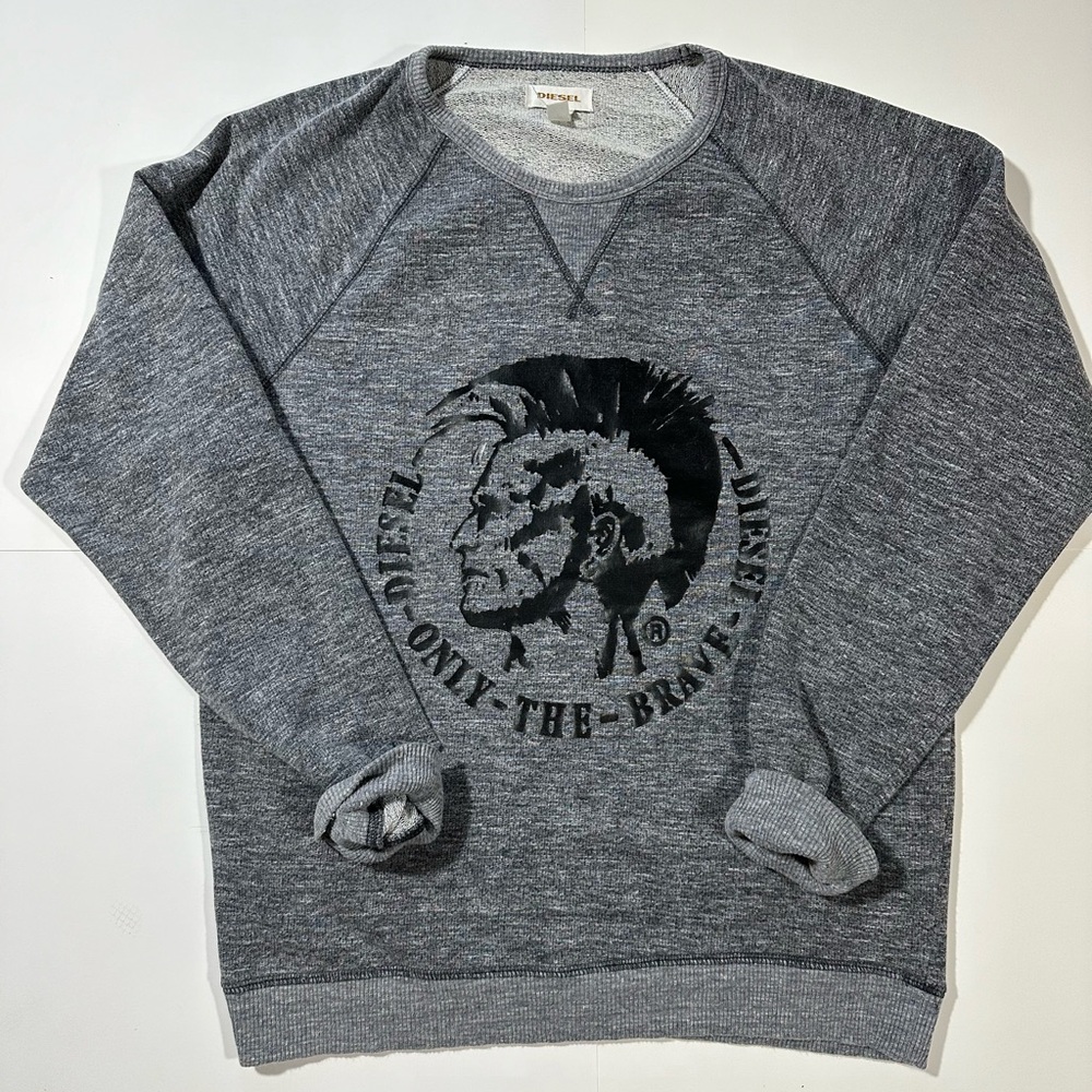 Mens Diesel "Only The Brave" Sweatshirt, Black Heather, Size Large